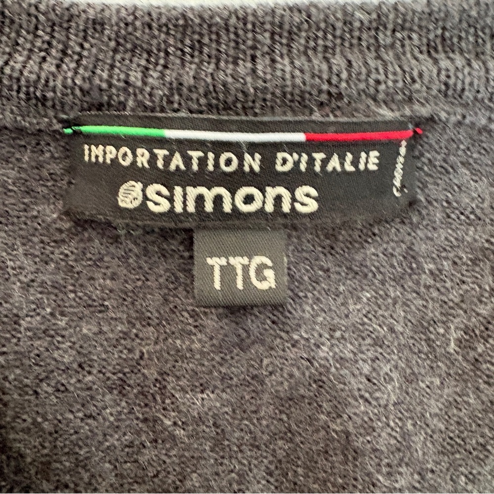 SIMONS 100% Wool V-Neck Sweater Dark Grey Size XXL Made in Italy - Picture 2 of 13